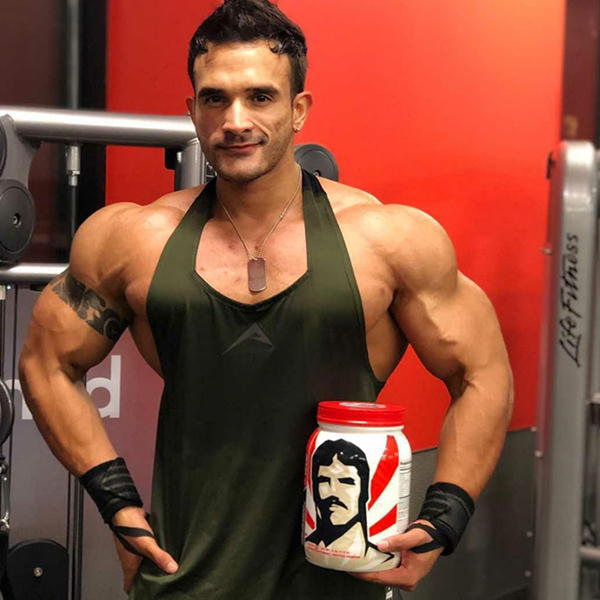 Athlete holding Vintage Brawn bottle