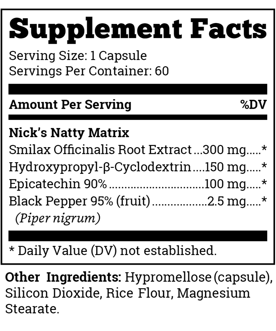 Nick Trigili "NATTY" supplement facts