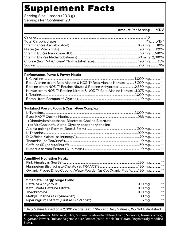 Blast MAX™ supplement facts