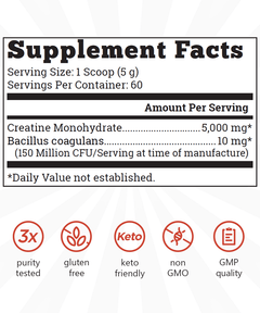 Classic Creatine supplement facts