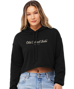 Woman wearing a black hoodie