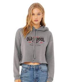 Woman wearing a grey hoodie