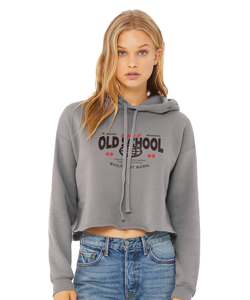 Woman wearing a grey hoodie