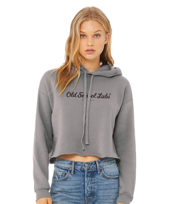 Woman wearing a grey hoodie