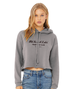 Woman wearing a grey hoodie