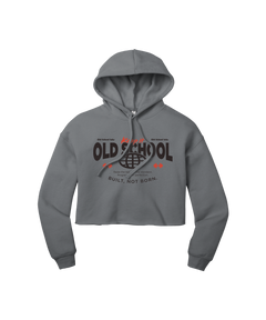 Grey Women's Crop Fleece Built Not Born Hoodie