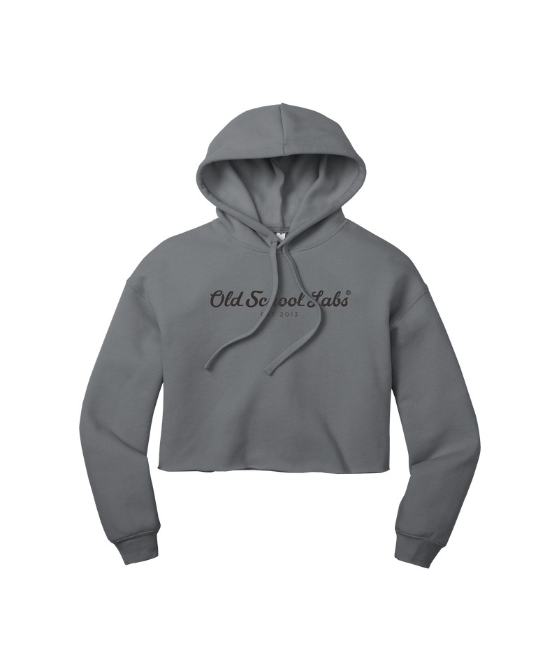 Grey Women's Crop Fleece OSL Hoodie