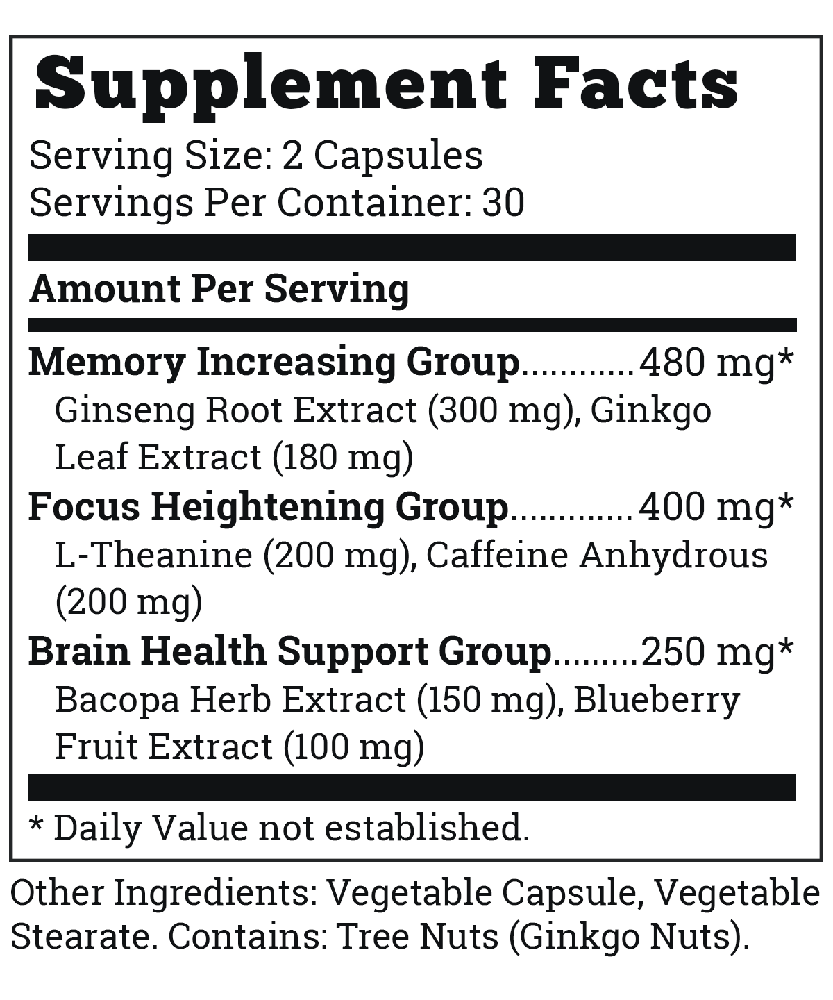 Vintage Bright™ supplement facts